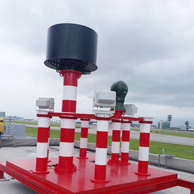 Airport security installation beside the runway
